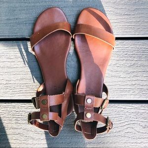 Leather Double Buckle Sandals